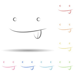 Poster - Tease face in multi color style icon. Simple thin line, outline vector of smile icons for ui and ux, website or mobile application