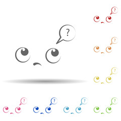 Poster - Thoughtful face in multi color style icon. Simple thin line, outline vector of smile icons for ui and ux, website or mobile application