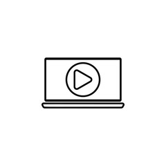 Aufkleber - music player in laptop icon. Simple thin line, outline vector of web icons for ui and ux, website or mobile application