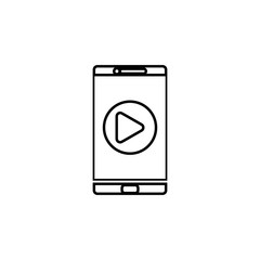 Aufkleber - player in phone icon. Simple thin line, outline vector of web icons for ui and ux, website or mobile application