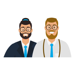 Sticker - elegant young men with beard avatars characters