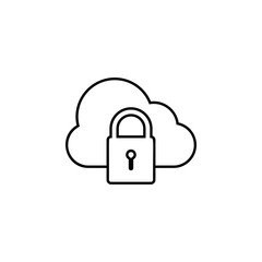 Aufkleber - lock cloud icon. Simple thin line, outline vector of web icons for ui and ux, website or mobile application