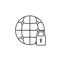 Aufkleber - world lock icon. Simple thin line, outline vector of web icons for ui and ux, website or mobile application