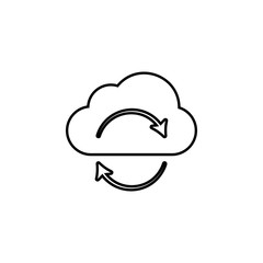 Aufkleber - cloud synchronization icon. Simple thin line, outline vector of web icons for ui and ux, website or mobile application