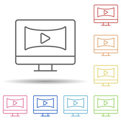 Aufkleber - Monitor, panoramic, video in multi color style icon. Simple thin line, outline vector of augmented reality icons for ui and ux, website or mobile application