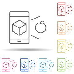 Aufkleber - Mobile, object, augmented reality, camera, apple in multi color style icon. Simple thin line, outline vector of augmented reality icons for ui and ux, website or mobile application