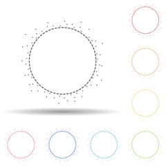 Aufkleber - Particle round background, hand drawn in round in multi color style icon. Simple thin line, outline vector of background for text icons for ui and ux, website or mobile application