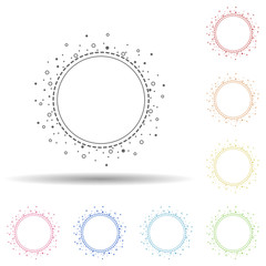 Aufkleber - Particle round background, hand drawn in round in multi color style icon. Simple thin line, outline vector of background for text icons for ui and ux, website or mobile application
