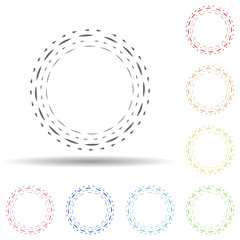 Aufkleber - Particle round background, hand drawn in round in multi color style icon. Simple thin line, outline vector of background for text icons for ui and ux, website or mobile application