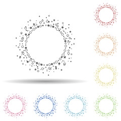 Aufkleber - Particle round background, hand drawn in round in multi color style icon. Simple thin line, outline vector of background for text icons for ui and ux, website or mobile application