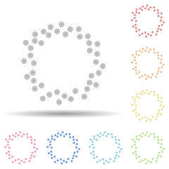 Aufkleber - Flower round background, hand drawn in round in multi color style icon. Simple thin line, outline vector of background for text icons for ui and ux, website or mobile application