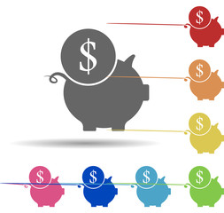 Poster - piggy bank, dollar, usd, business multi color style icon. Simple glyph, flat vector of business icons for ui and ux, website or mobile application