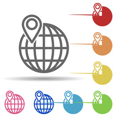 Poster - world, pin, geolocation multi color style icon. Simple glyph, flat vector of business icons for ui and ux, website or mobile application