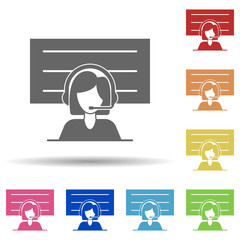 Aufkleber - Board, woman, support, virtual digital assistant in multi color style icon. Simple glyph, flat vector of business icons for ui and ux, website or mobile application
