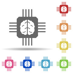 Aufkleber - Chip, brain, intelligent system in multi color style icon. Simple glyph, flat vector of business icons for ui and ux, website or mobile application