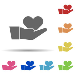 Poster - Hand, heart, empathy in multi color style icon. Simple glyph, flat vector of business icons for ui and ux, website or mobile application