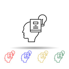 Poster - Mind, Book, lightbulb multi color style icon. Simple thin line, outline vector of creative thinking icons for ui and ux, website or mobile application
