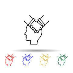 Poster - agree, handshake, head multi color style icon. simple thin line, outline vector of creative thinking