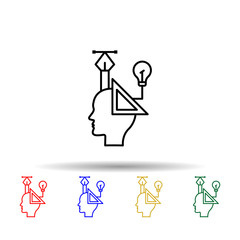 Poster - Design, graphic, head multi color style icon. Simple thin line, outline vector of creative thinking icons for ui and ux, website or mobile application