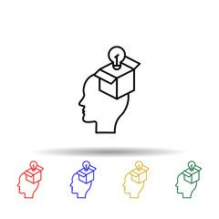 Poster - Brain, bulb, gift multi color style icon. Simple thin line, outline vector of creative thinking icons for ui and ux, website or mobile application