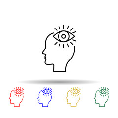 Poster - eye, view, brain multi color style icon. simple thin line, outline vector of creative thinking icons