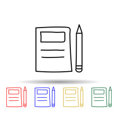 Poster - notebook and pencil sketch multi color style icon. Simple thin line, outline vector of education icons for ui and ux, website or mobile application