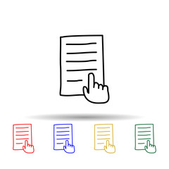 Poster - hand and a piece of paper sketch multi color style icon. Simple thin line, outline vector of education icons for ui and ux, website or mobile application