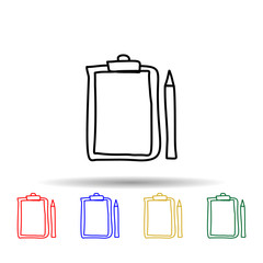 Poster - folder tablet and pencil sketch multi color style icon. simple thin line, outline vector of educatio