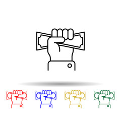 Poster - Hand, money multi color style icon. Simple thin line, outline vector of law and justice icons for ui and ux, website or mobile application
