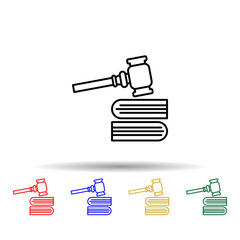 Poster - Gavel, books multi color style icon. Simple thin line, outline vector of law and justice icons for ui and ux, website or mobile application
