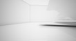 Abstract architectural smooth white interior of a minimalist house with swimming pool. 3D illustration and rendering.