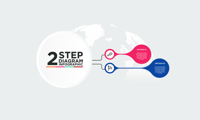 2 step infographic element. Business concept with two options and number, steps or processes. data visualization. Vector illustration.