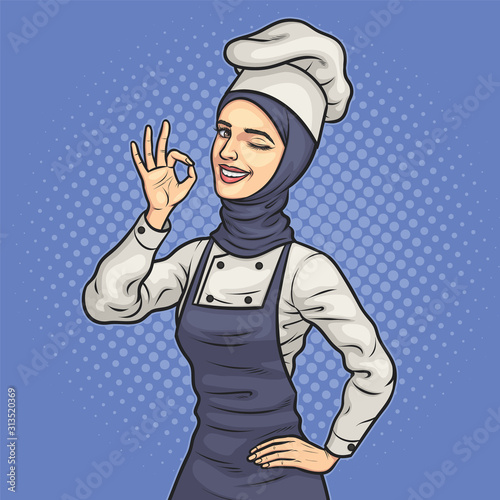 Muslim Female Chef In Hijab Stock Vector Adobe Stock