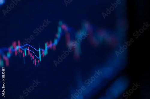 Fotomural Stock exchange market chart, Stock market data on LED display