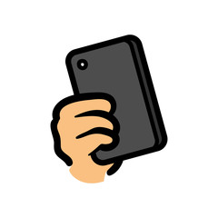 Poster - Cartoon Hand Holding Smartphone Illustration