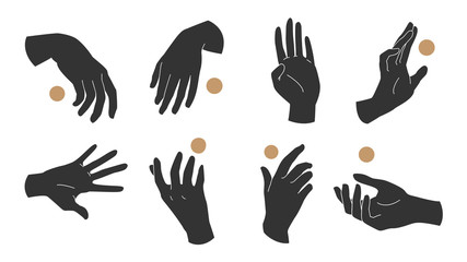 Wall Mural - hand icon, hands linear style and fingers vector design in various poses for create logo and line ar