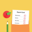 © birju - good Annual School report card in the envelope with pencil and apple