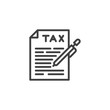 © alekseyvanin - Tax document signature line icon. linear style sign for mobile concept and web design. Sign tax form outline vector icon. Symbol, logo illustration. Vector graphics