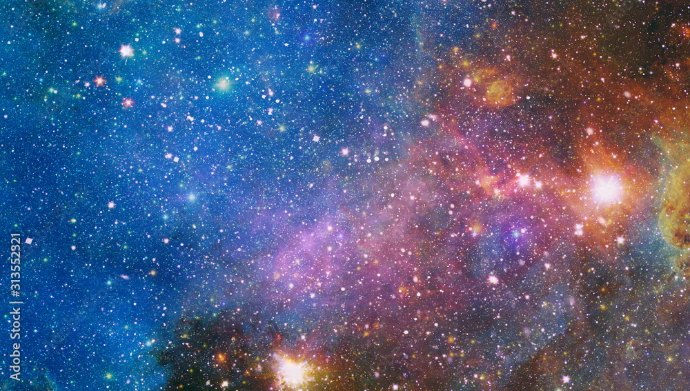 Far being shone nebula and star field against space. Starfield stardust and nebula space. Galaxy creative background. Elements of this image furnished by NASA. - obrazy, fototapety, plakaty 