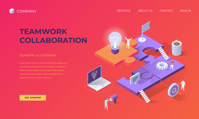 Poster - Landing page for teamwork collaboration