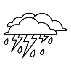 Poster - Rain thunderstorm icon. Outline rain thunderstorm vector icon for web design isolated on white background