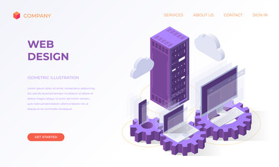 Wall Mural - Landing page for web design and development
