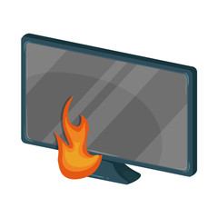 Wall Mural - Vector illustration of flame and monitor symbol. Collection of flame and internet stock vector illustration.