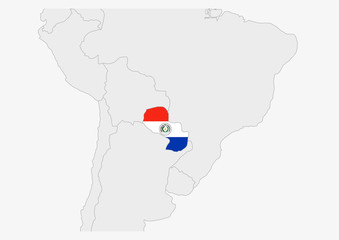 Wall Mural - Paraguay map highlighted in Paraguay flag colors