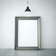 Poster - Blank poster on concrete interior and lamp.