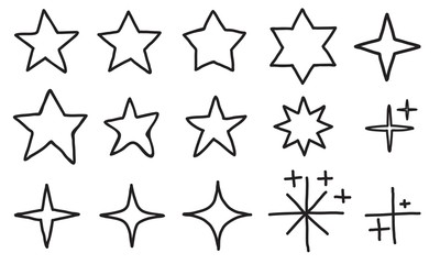 Wall Mural - Doodle star set. Hand drawn stars collection