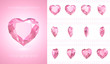 Vector frames of rotating spinel heart. Cute pink crystal Valentine. Symbol of love. Set of 3d realistic icons. 12 frames per second. Looped sequence for GIF, flash, HTML animation. Isolated clipart