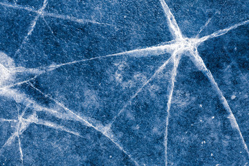 Poster - beautiful ice with cracks. texture of frozen water