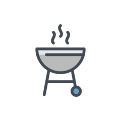 Poster - Barbecue color line icon. Grill and BBQ vector outline colorful sign.