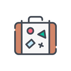 Poster - Travel bag color line icon. Tourism and travel luggage vector outline colorful sign.